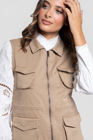 Chaleco Huelva Camel Mujer