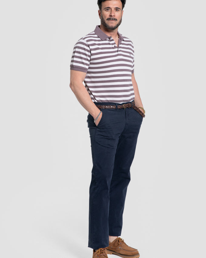 Polo Rayas Marrón