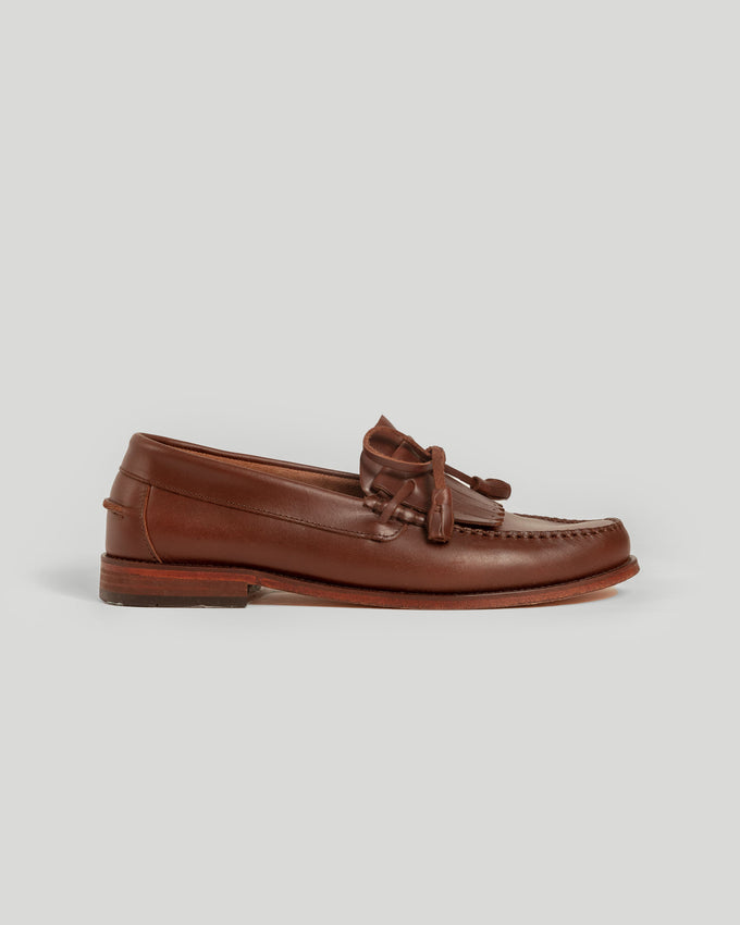 Zapatos de Vestir de Cuero Marrón con Borlas