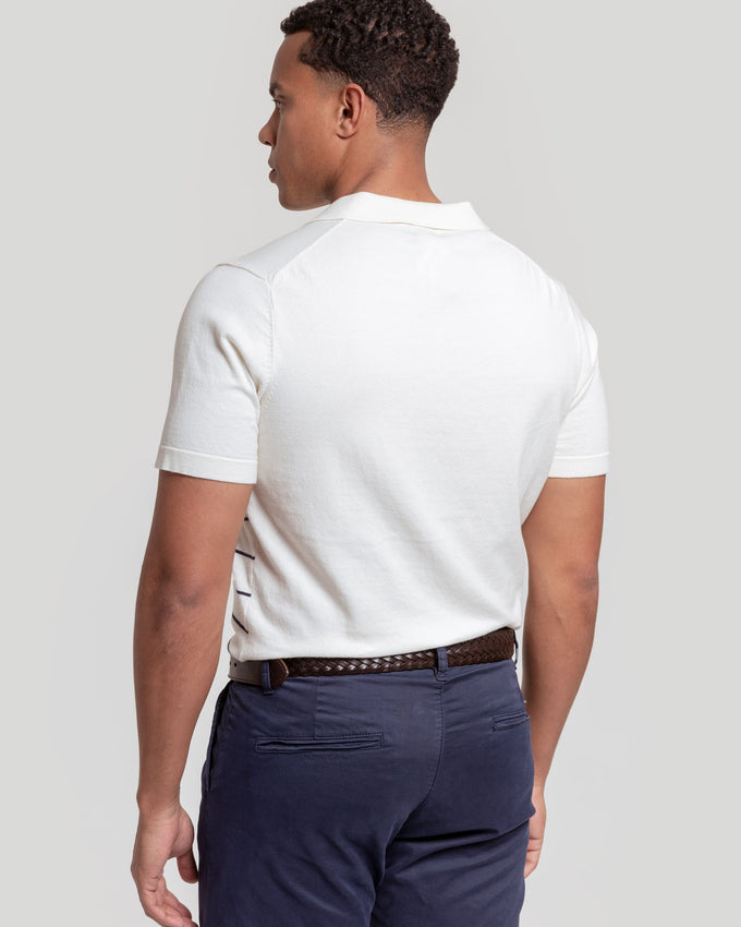 Polo de malha listrada bege