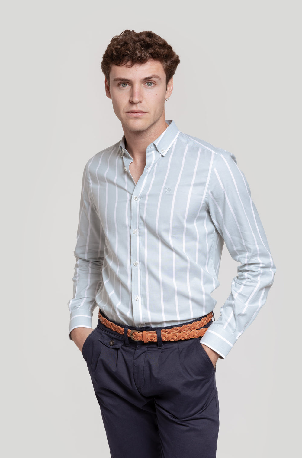 Camisa Rayas Verde Agua