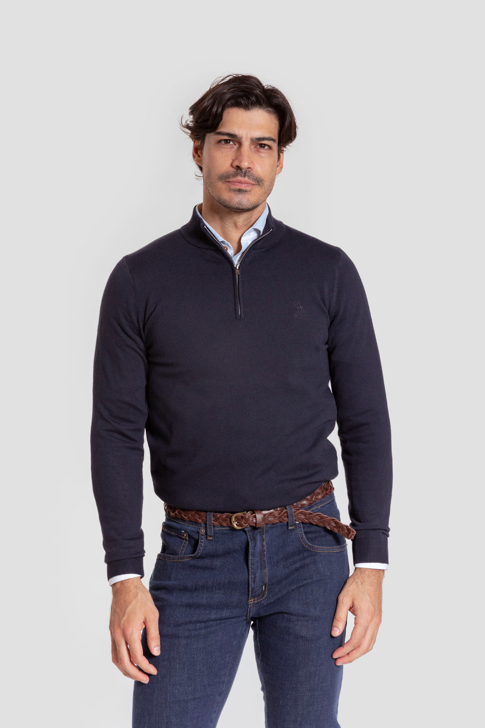 Jersey Cuello Cremallera Marino - Raíces