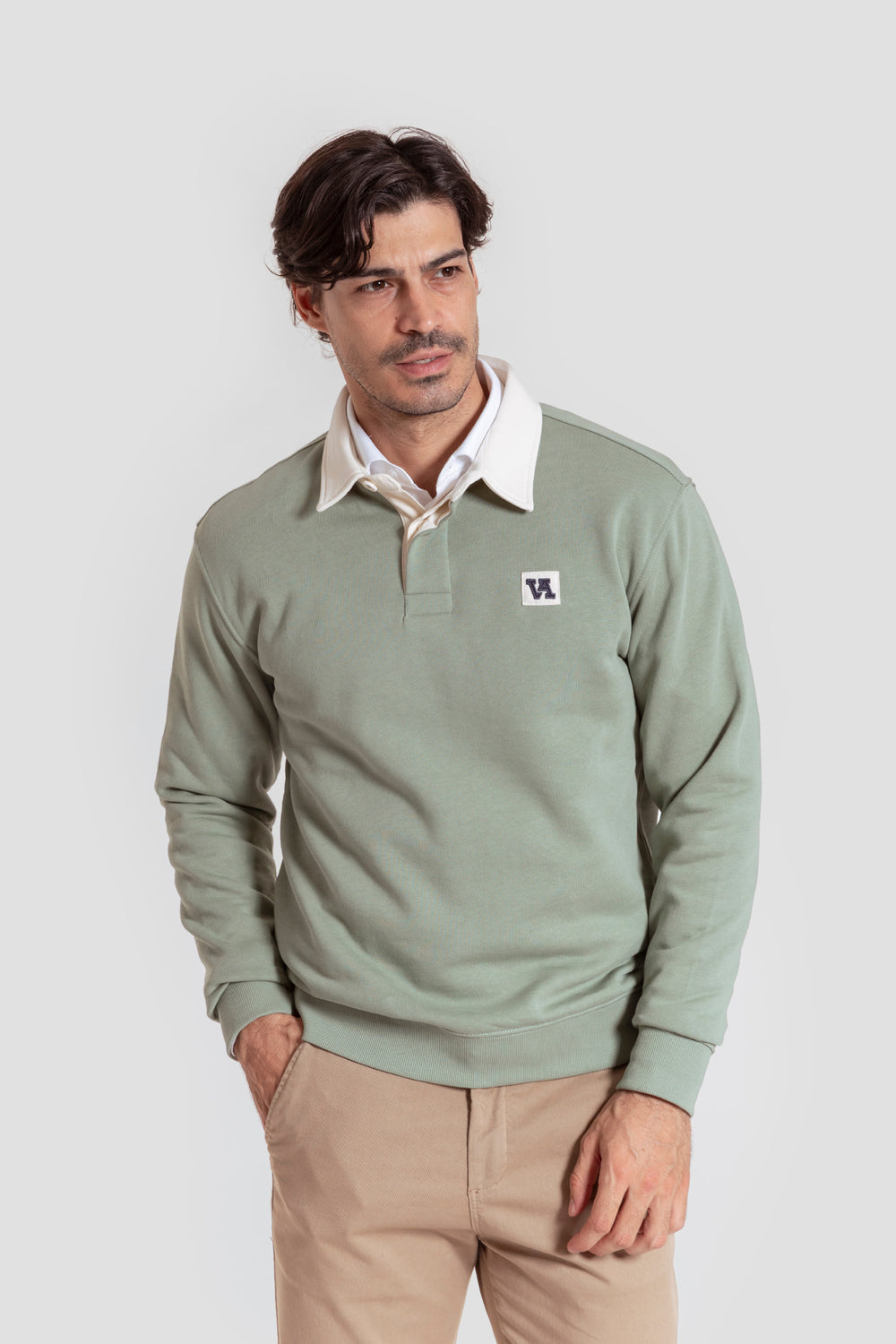 Sudadera Cuello Polo Menta - Huella