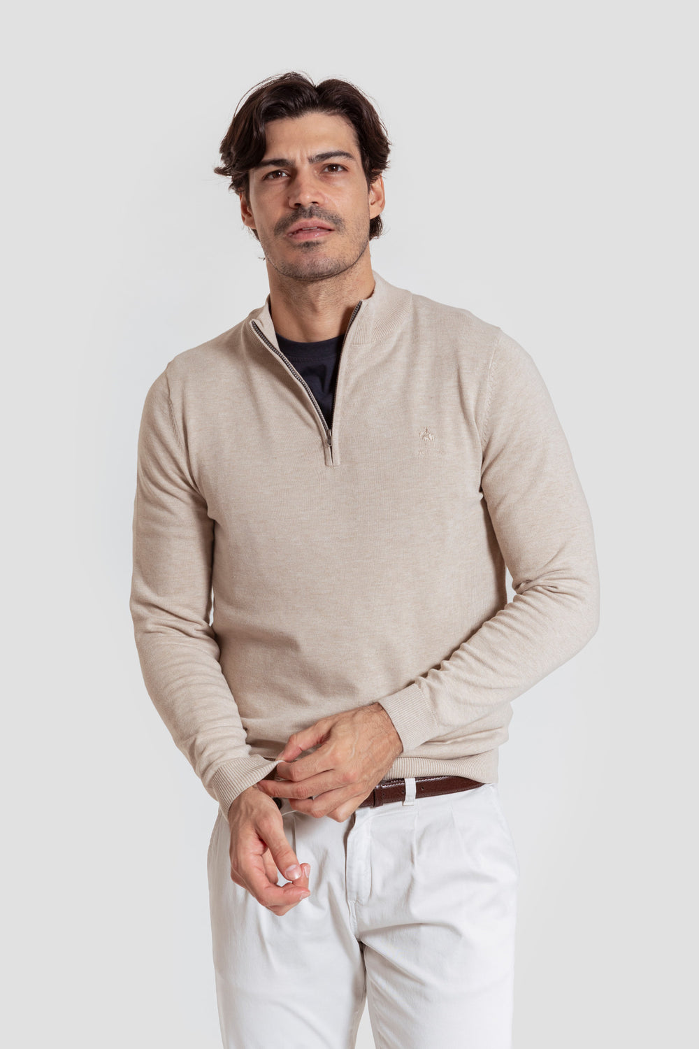 Jersey Cuello Cremallera Hueso - Raíces