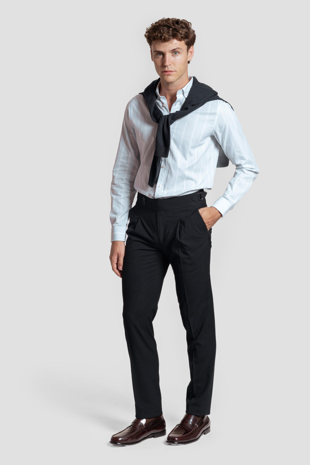 Camisa Rayas  Celeste