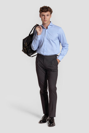 Camisa Vestir Raya Media Celeste - Huella