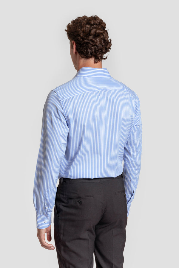 Camisa Vestir Raya Media Celeste - Huella