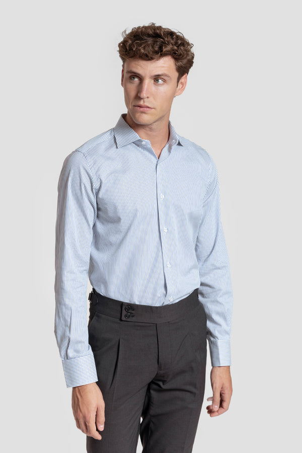 Camisa Vestir Raya Fina Azul Marino - Huella