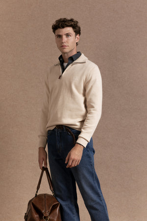 Jersey Cuello Cremallera Beig - Raíces