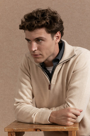 Jersey Cuello Cremallera Beig - Raíces