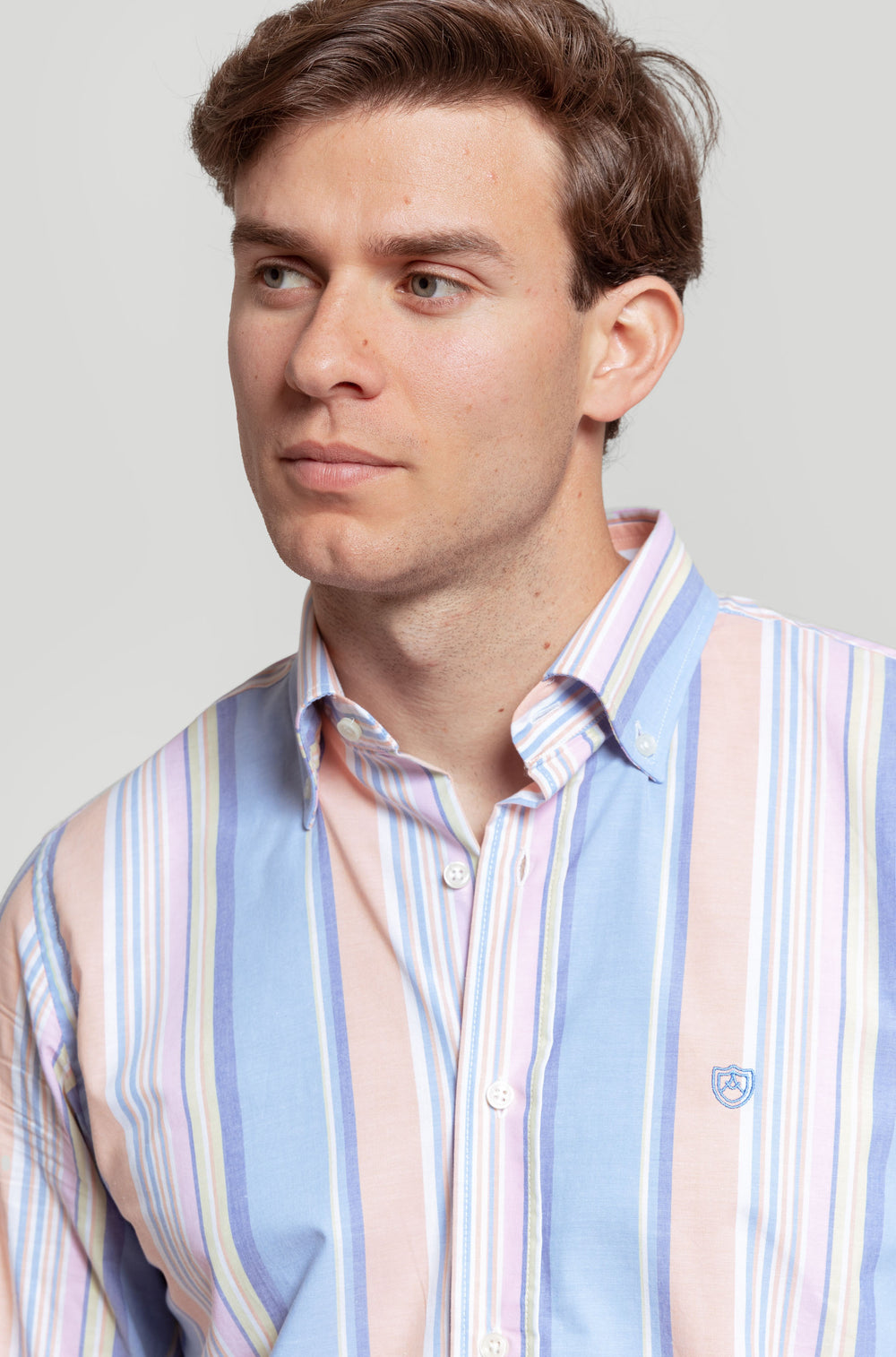 Camisa Raya Celeste Y Naranja