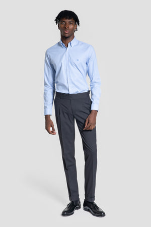 Camisa Oxford Microcuadro Celeste