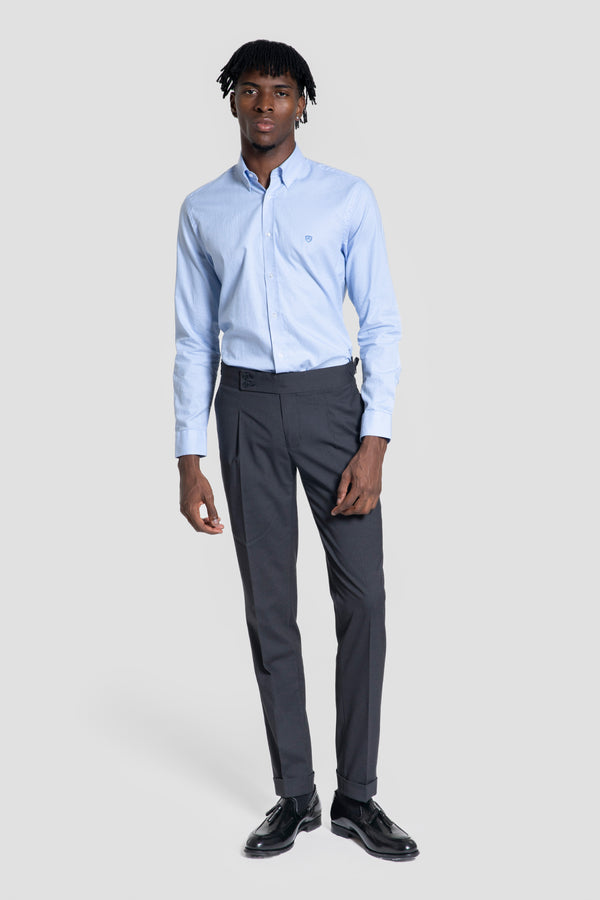 Camisa Oxford Microcuadro Celeste