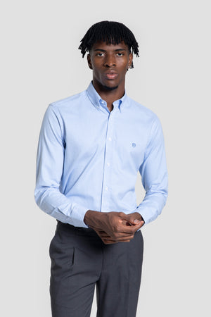 Camisa Oxford Microcuadro Celeste