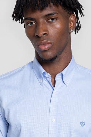 Camisa Oxford Microcuadro Celeste
