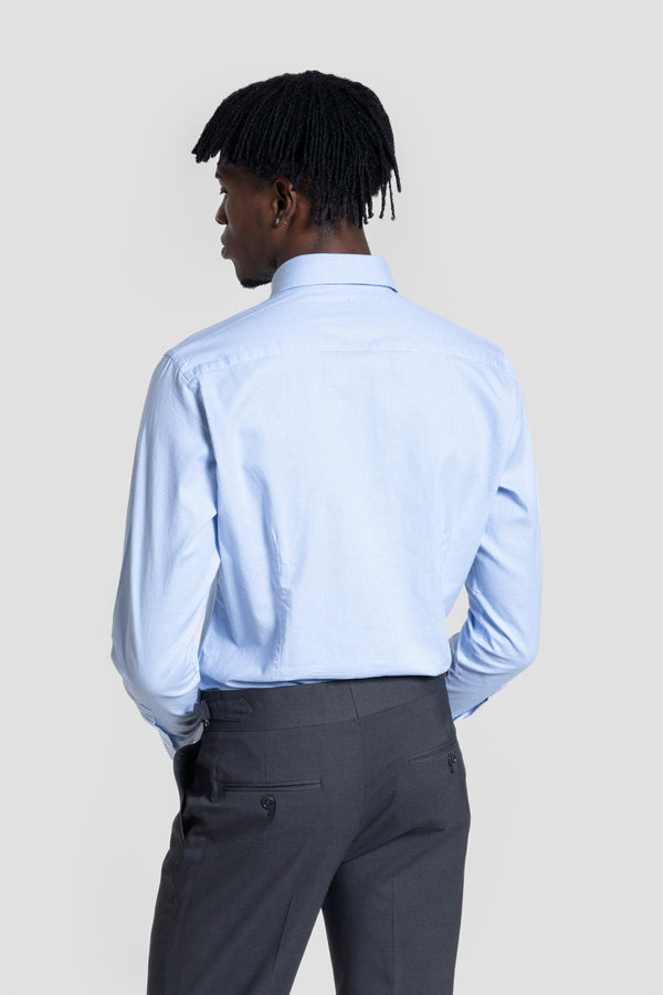 Camisa Oxford Microcuadro Celeste