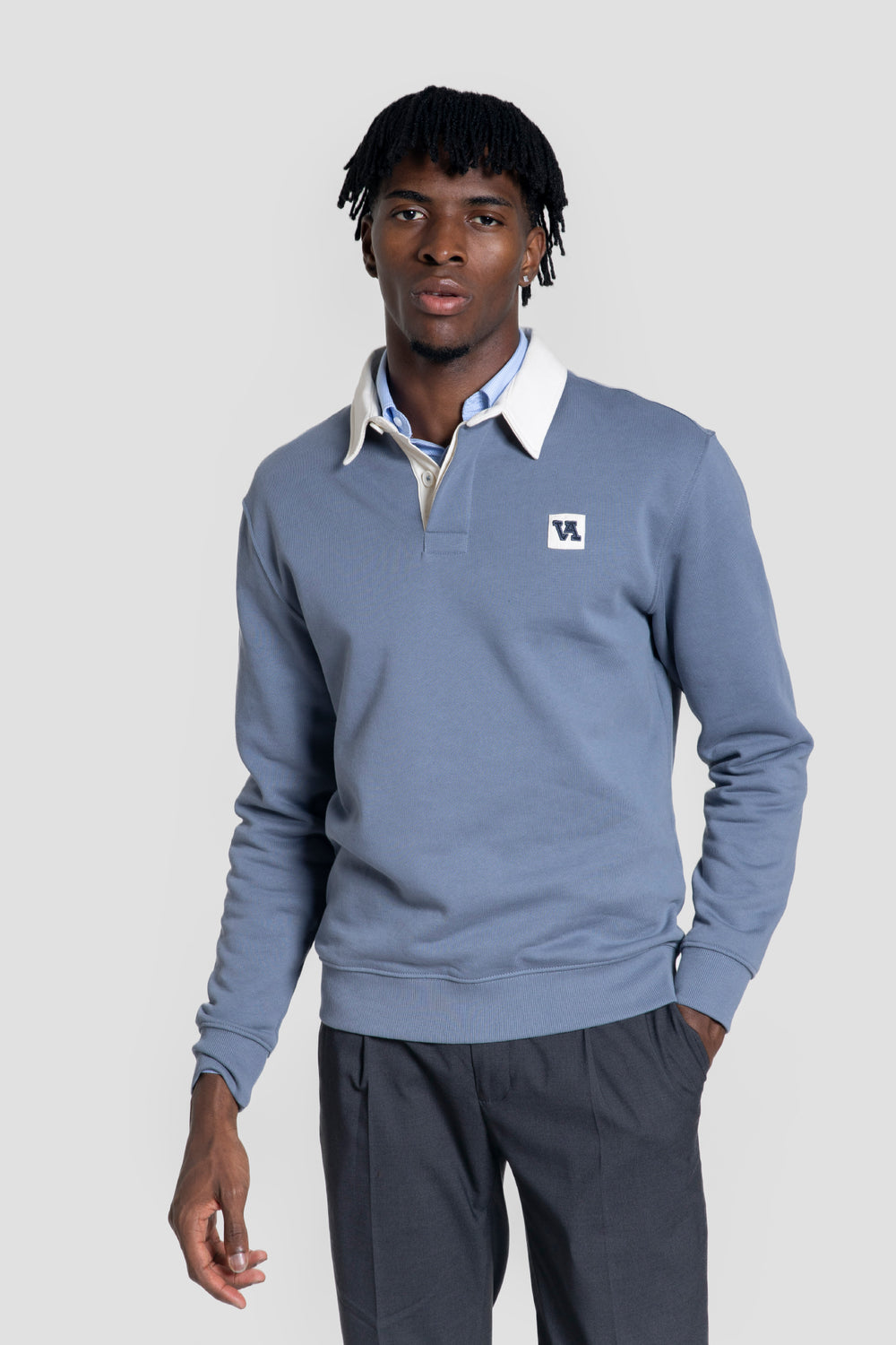 Sudadera Cuello Polo Azul Noche - Huella