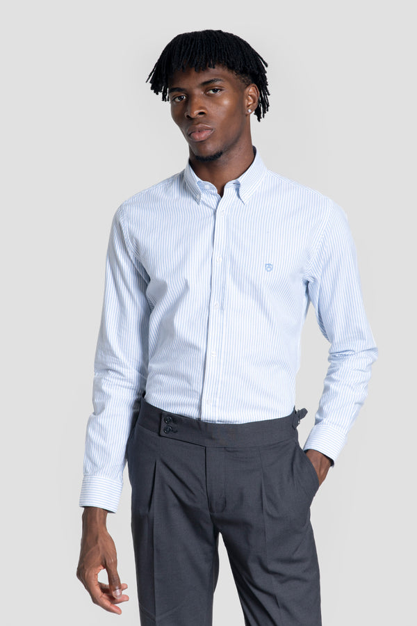 Camisa Custom Fit Oxford Índigo