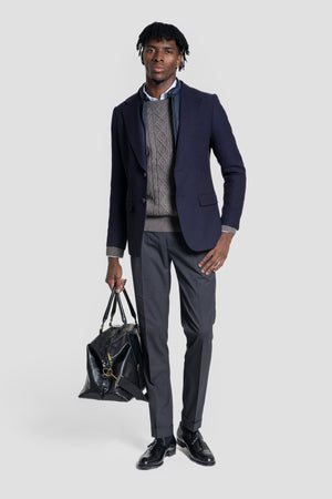 Americana Tejido Estructura con Desmontable Marino