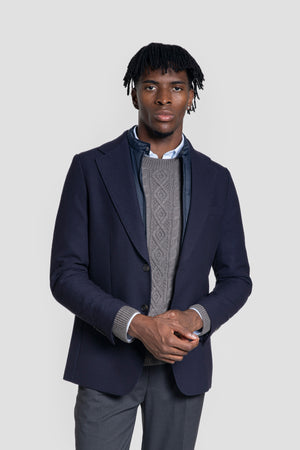 Americana Tejido Estructura con Desmontable Marino