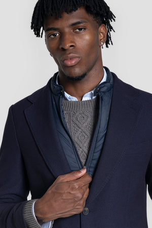 Americana Tejido Estructura con Desmontable Marino