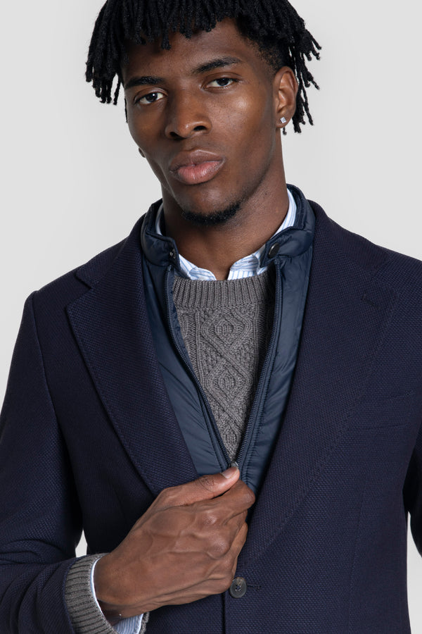 Americana Tejido Estructura con Desmontable Marino