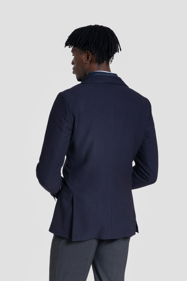 Americana Tejido Estructura con Desmontable Marino