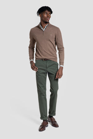 Jersey Cuello Cremallera Marrón- Raíces