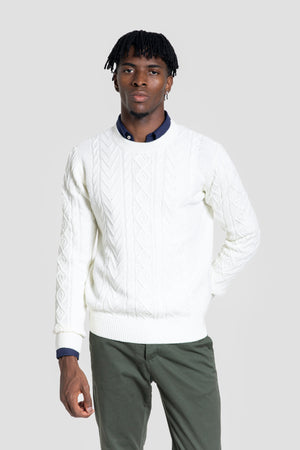 Jersey Punto Trenzado Cuello Redondo Arena