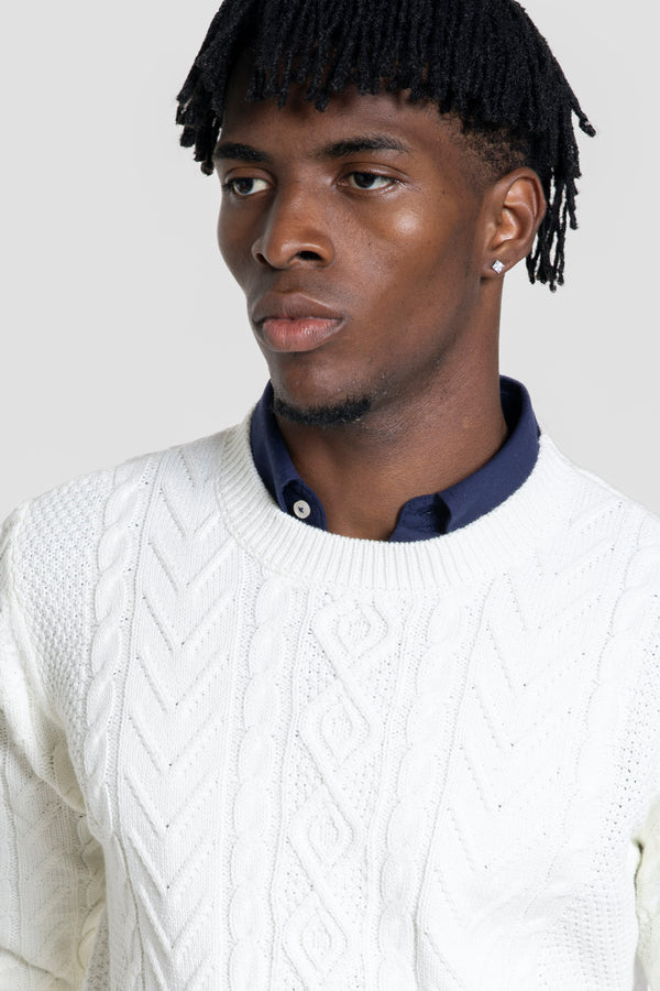 Jersey Punto Trenzado Cuello Redondo Arena