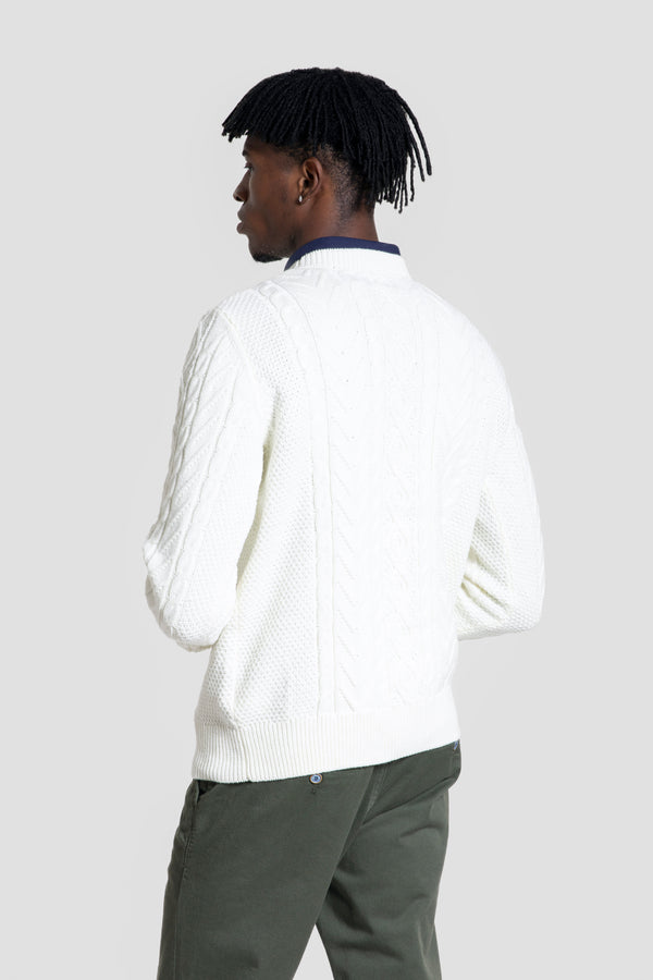 Jersey Punto Trenzado Cuello Redondo Arena