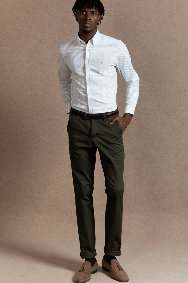 Camisa Custom Fit Oxford Verde Hoja