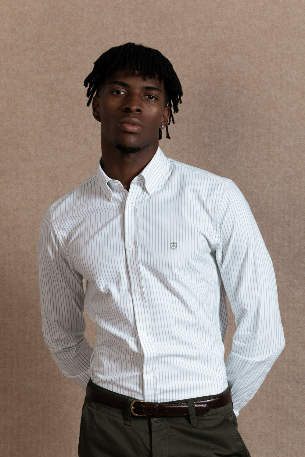 Camisa Custom Fit Oxford Verde Hoja