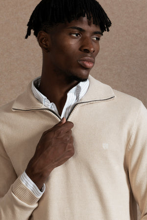 Jersey Cuello Cremallera Beig - Raíces