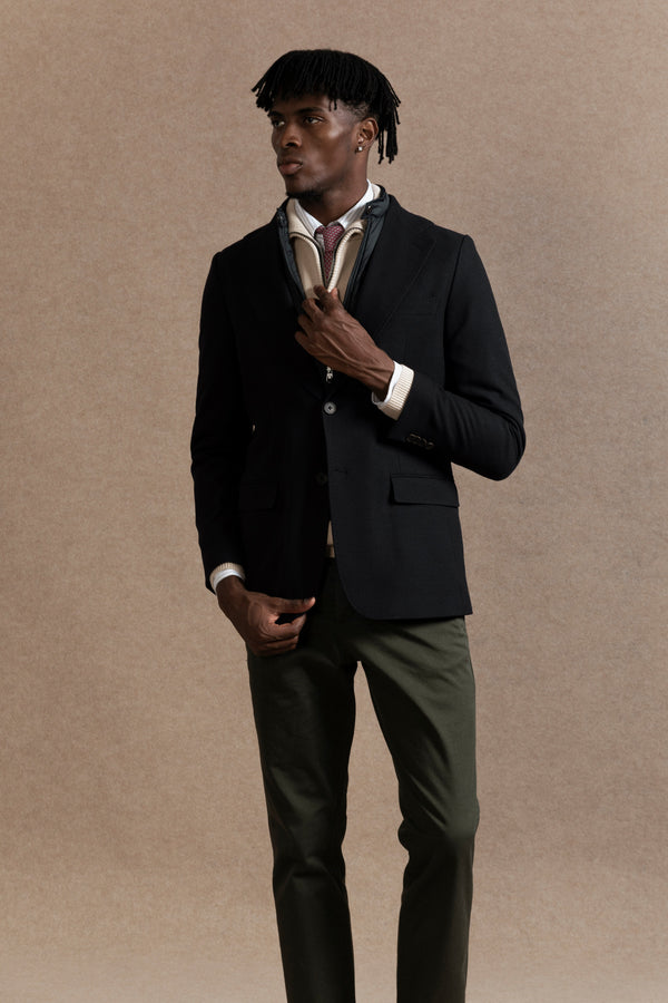 Americana Tejido Estructura con Desmontable Marino