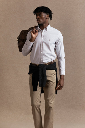 Camisa Oxford Rayas Burdeo