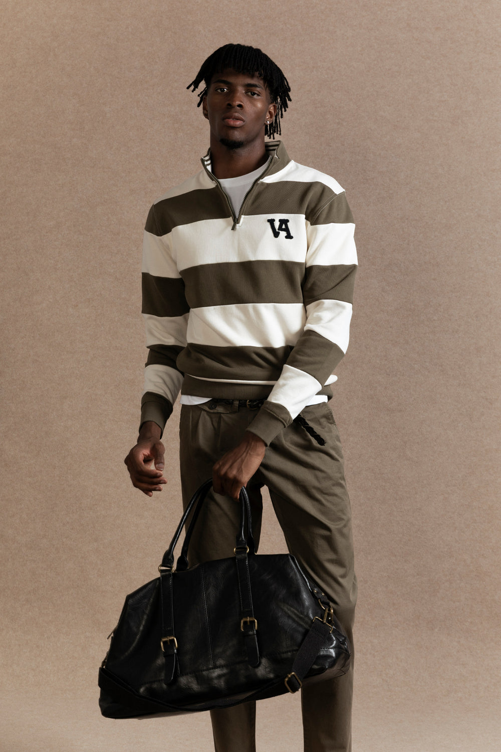 Sudadera Raya Ancha Kaki - Huella