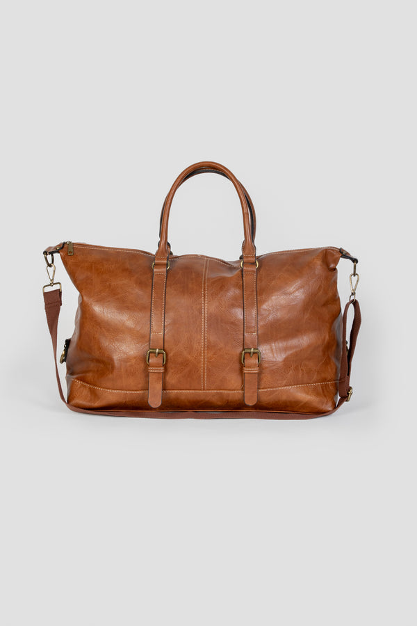 Bolso de Viaje Grande Efecto Piel Camel