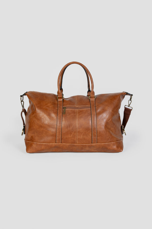 Bolso de Viaje Grande Efecto Piel Camel