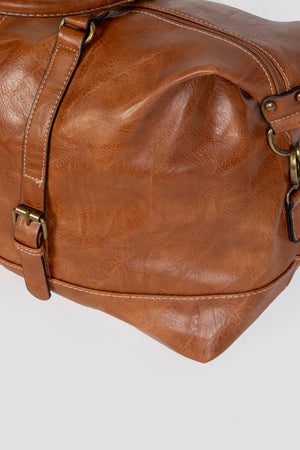 Bolso de Viaje Grande Efecto Piel Camel