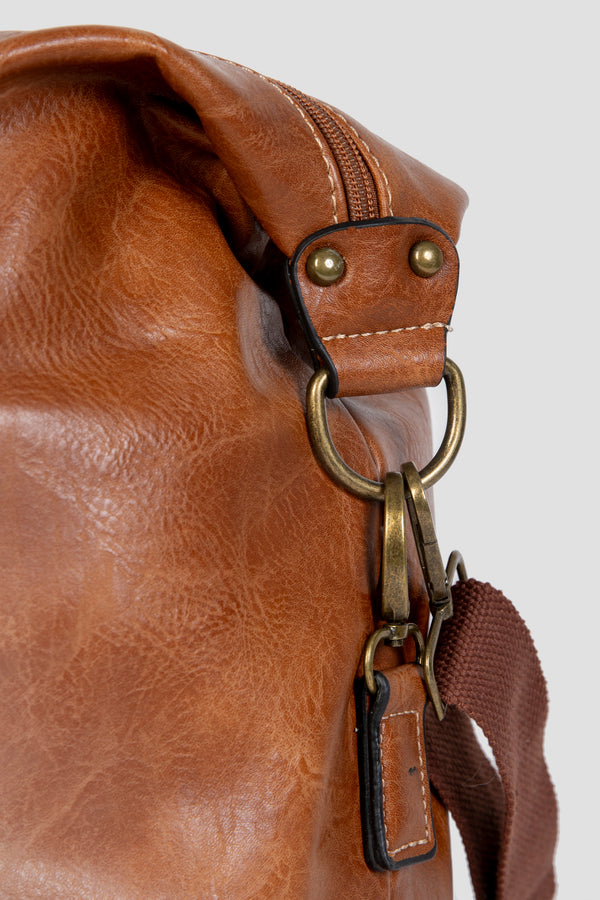Bolso de Viaje Grande Efecto Piel Camel