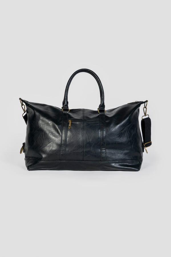 Bolso de Viaje Grande Efecto Piel Negro