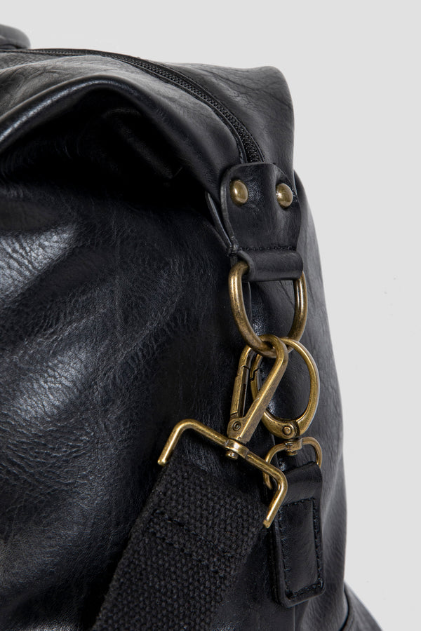 Bolso de Viaje Grande Efecto Piel Negro