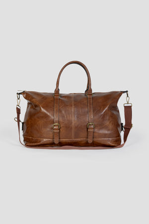 Bolso de Viaje Grande Efecto Piel Marron