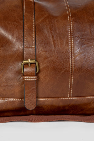 Bolso de Viaje Grande Efecto Piel Marron