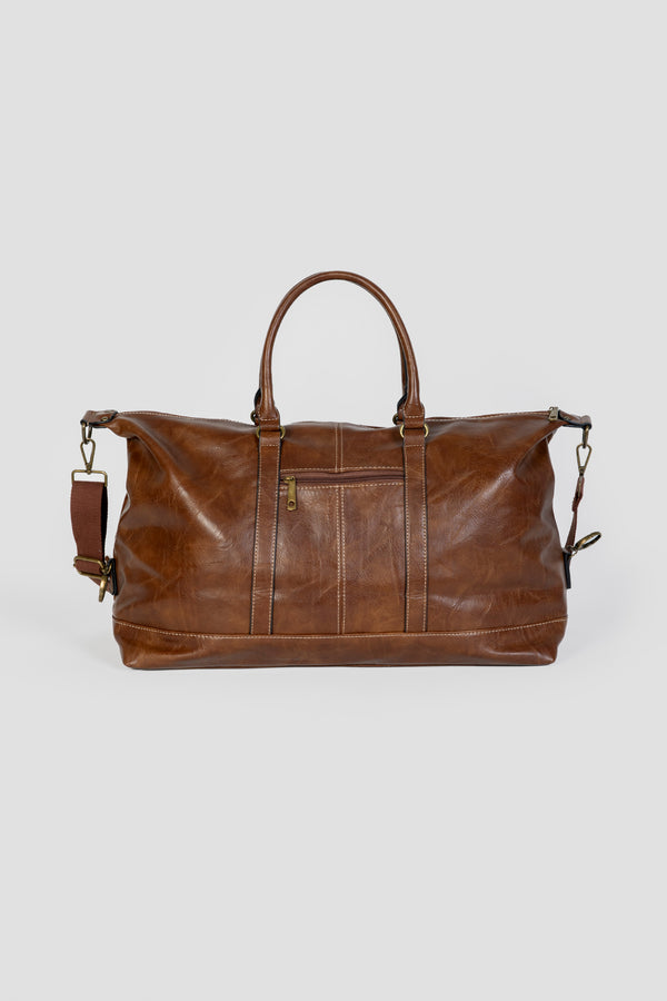 Bolso de Viaje Grande Efecto Piel Marron