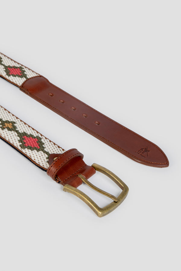 Cinturon Ancho Etnico Blanco