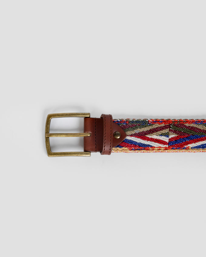 Kaki Ethnic Wide Belt