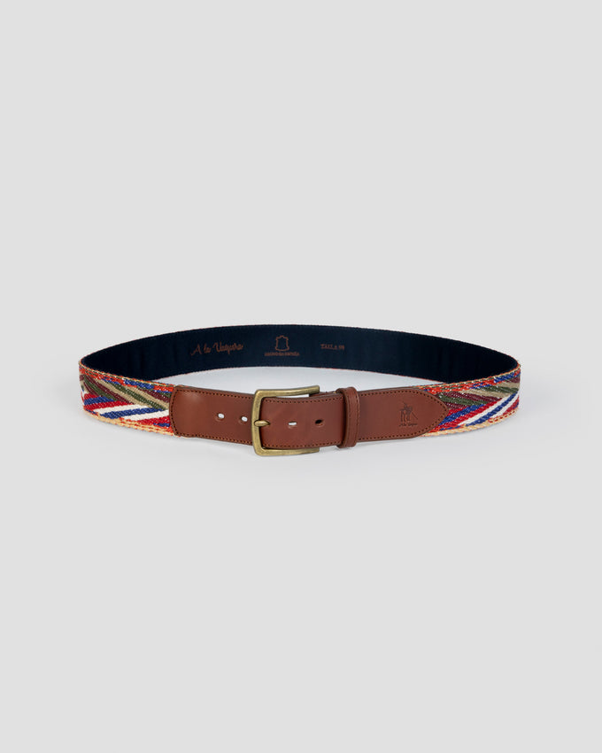 Kaki Ethnic Wide Belt