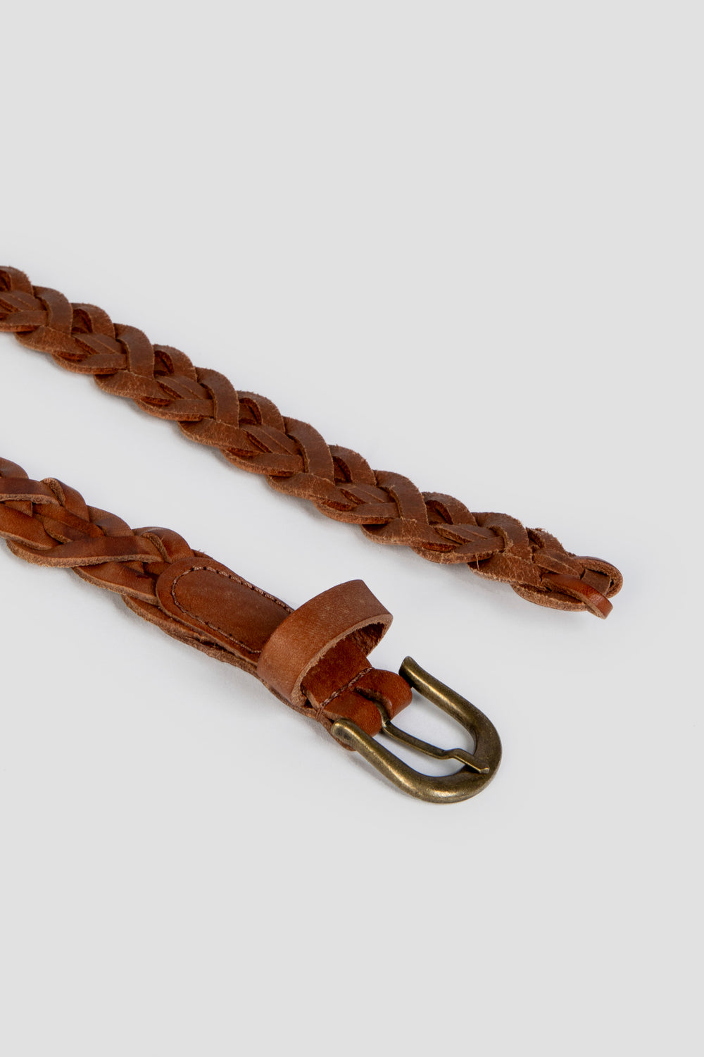 Cinturon Estrecho Trenzado Camel